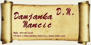 Damjanka Mančić vizit kartica